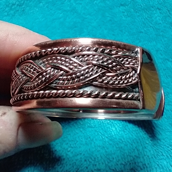 Braided Copper Cuff Bracelet intricate detail vintage - Picture 5 of 9